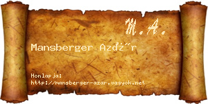 Mansberger Azár névjegykártya